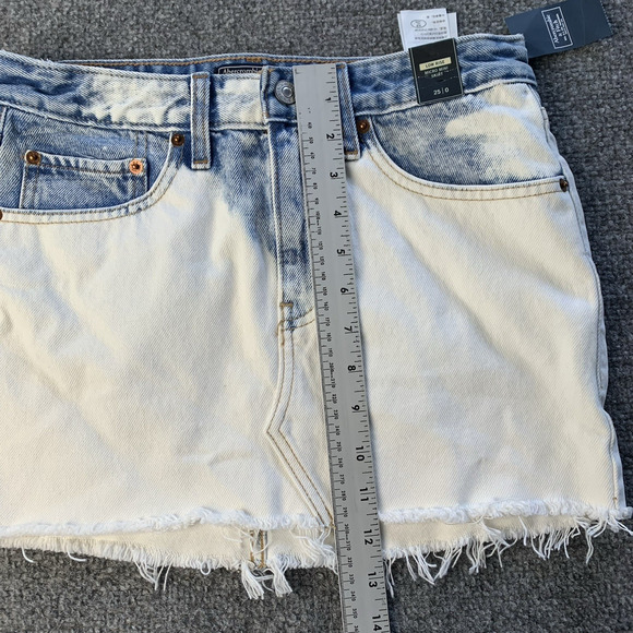 Abercrombie & Fitch Women's Micro Mini Skirt Bleached Denim Raw Jean Size 25/0 - Picture 9 of 12